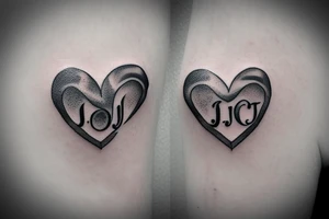letter j seal in a little heart tattoo idea