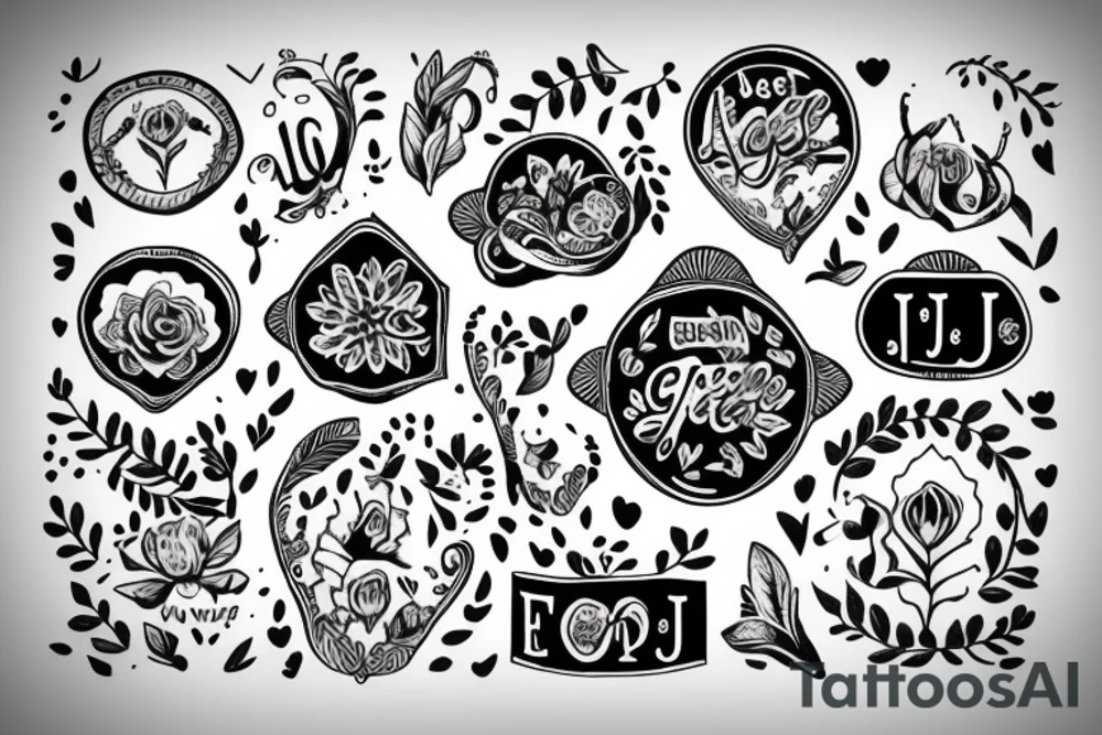 letter j seal in a little heart tattoo idea