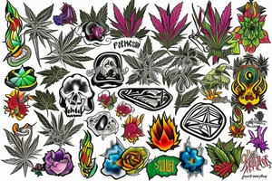 Small image representing friends, weed, psychedelics tattoo idea