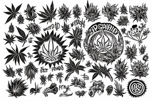 Small image representing friends, weed, psychedelics tattoo idea