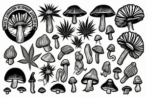 Small image representing friends, weed, shrooms tattoo idea