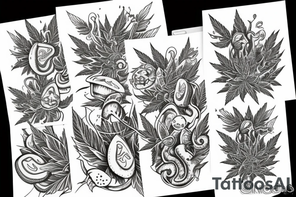 Image representing friends, weed, shrooms tattoo idea