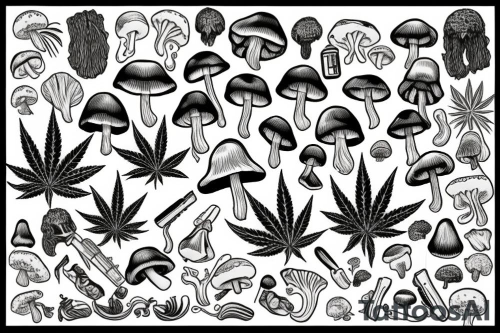 Image representing friends, weed, shrooms tattoo idea