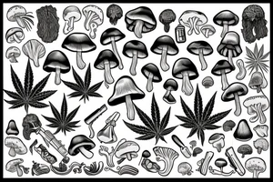 Image representing friends, weed, shrooms tattoo idea