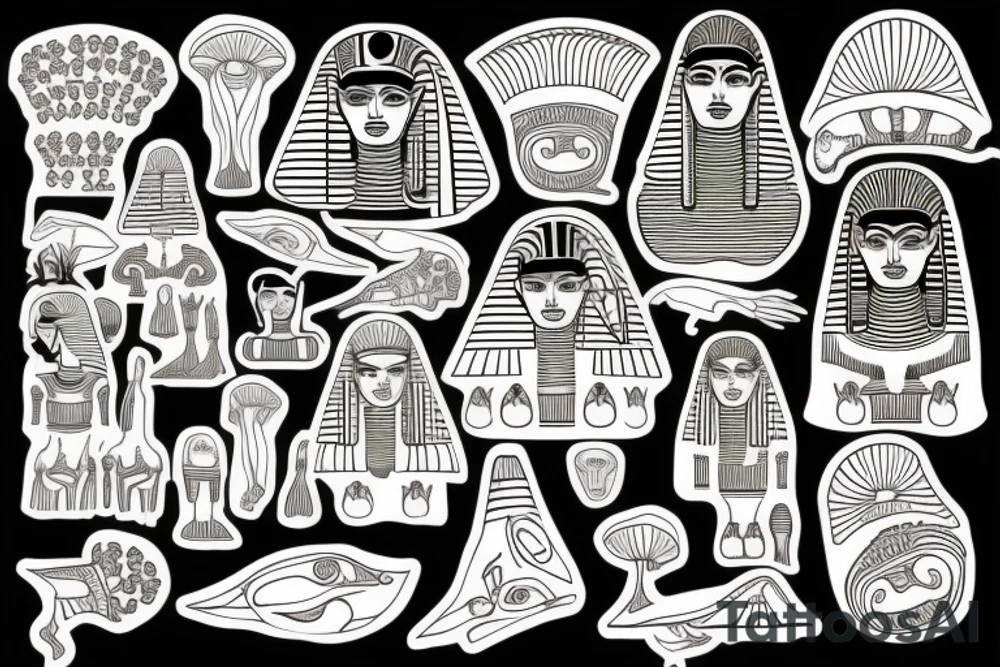 Something egyptian with shrooms tattoo idea