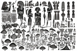 Something egyptian with shrooms tattoo idea