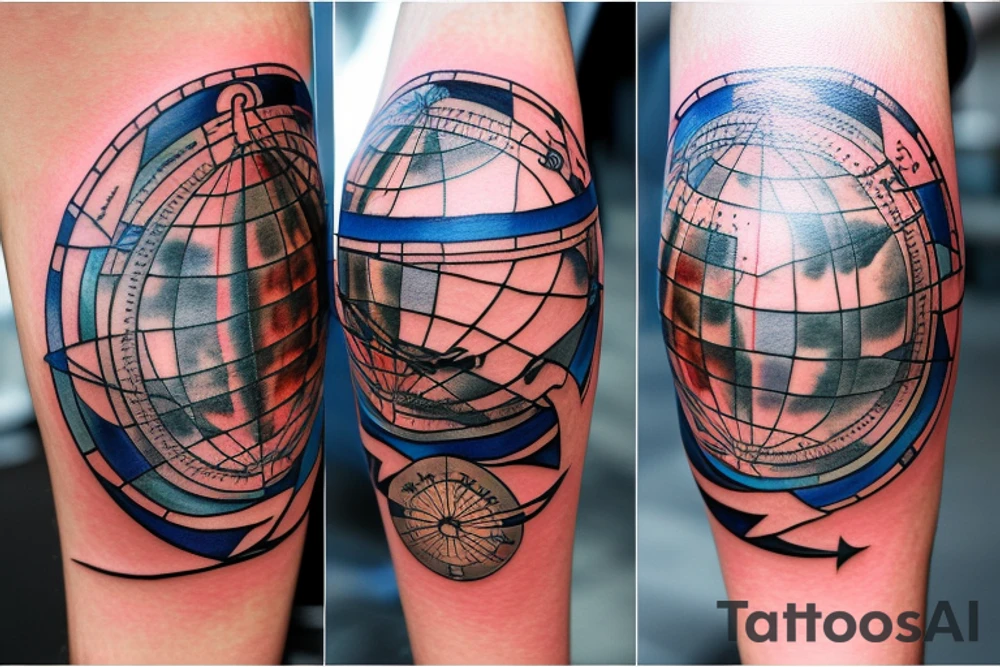 Combine an astrolabe sphere and a globe tattoo idea