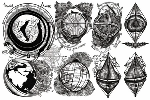 Combine an astrolabe sphere and a globe tattoo idea