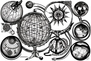 Combine an astrolabe sphere and a globe tattoo idea