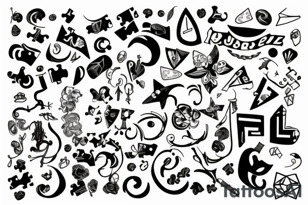 Four puzzle pieces tattoo idea