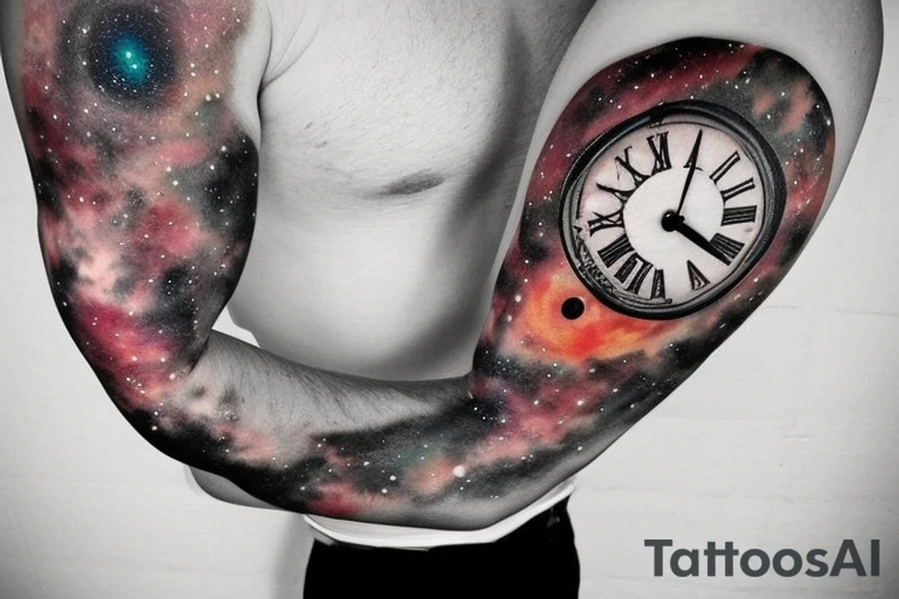 God father clock with a galaxy tattoo idea