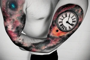 God father clock with a galaxy tattoo idea