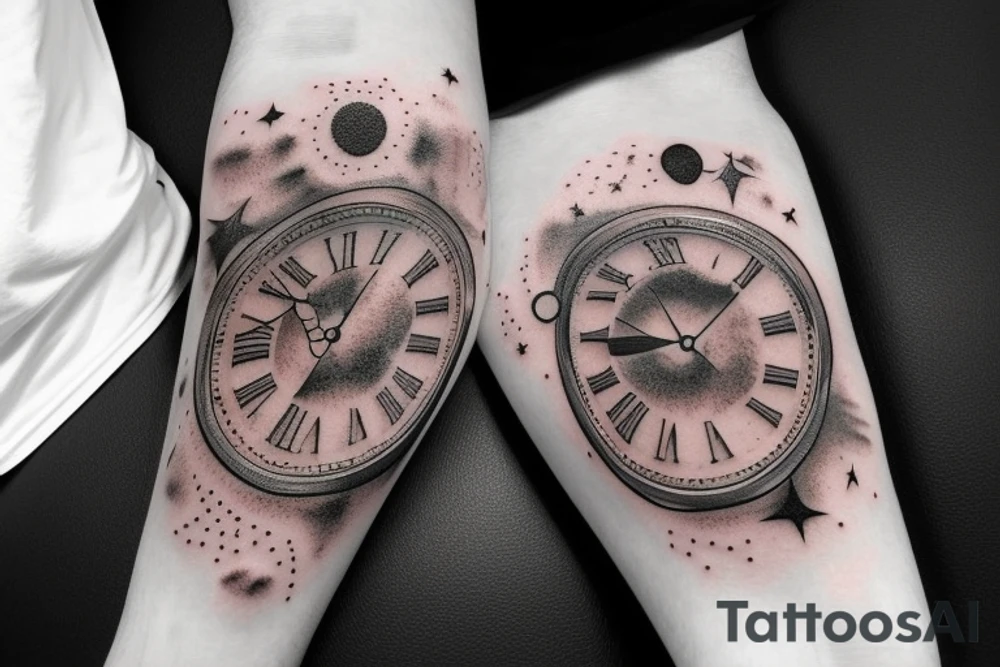 God father clock with a galaxy tattoo idea