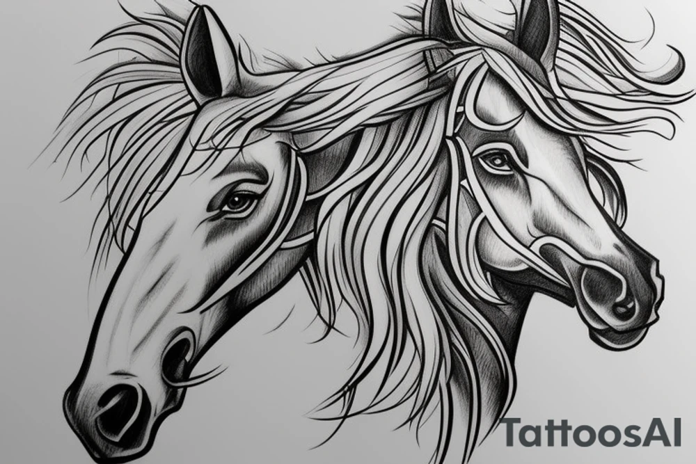 Dessin un trait cheval tattoo idea