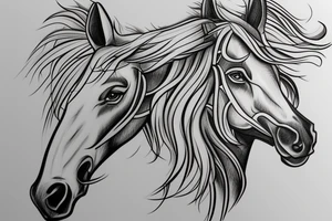 Dessin un trait cheval tattoo idea
