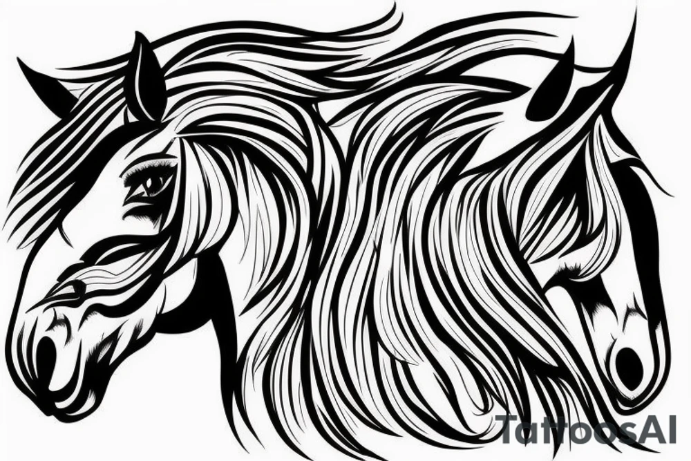 Dessin un trait cheval tattoo idea