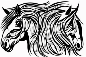Dessin un trait cheval tattoo idea