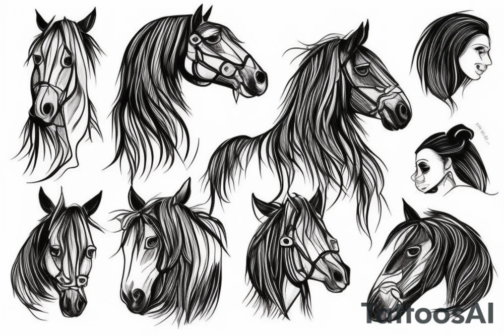 un trait cheval tattoo idea
