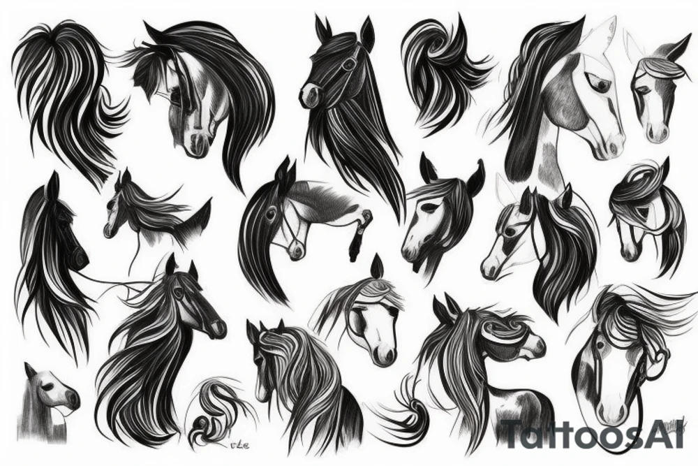 un trait cheval tattoo idea