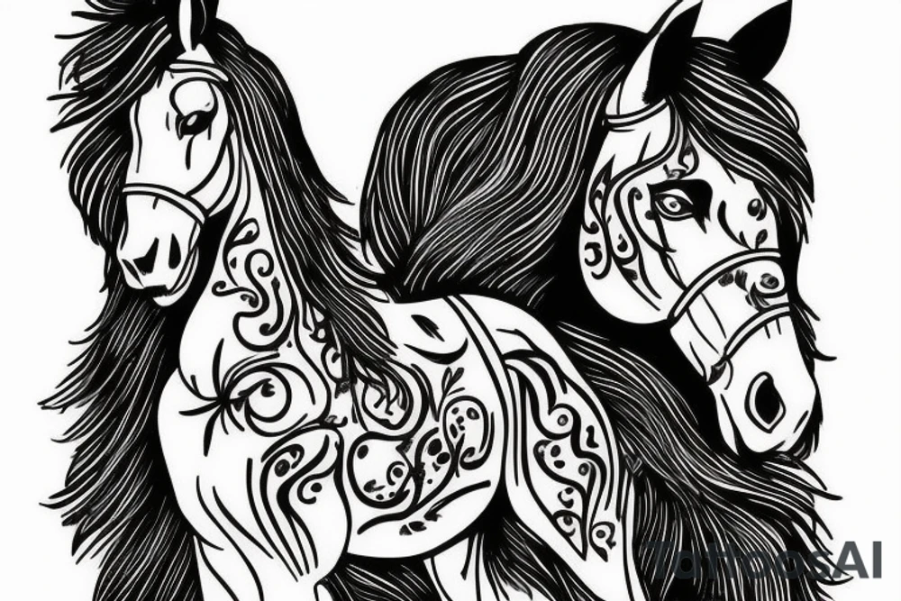 un trait cheval tattoo idea