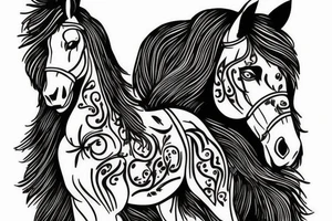 un trait cheval tattoo idea