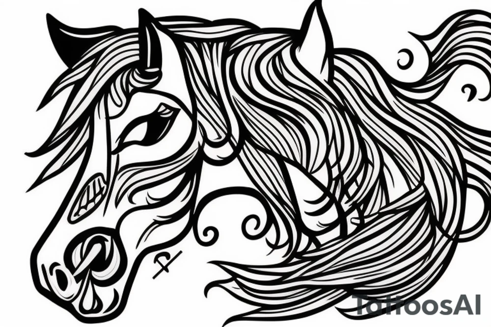 un trait cheval tattoo idea
