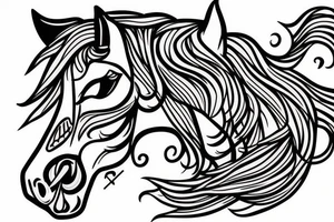 un trait cheval tattoo idea