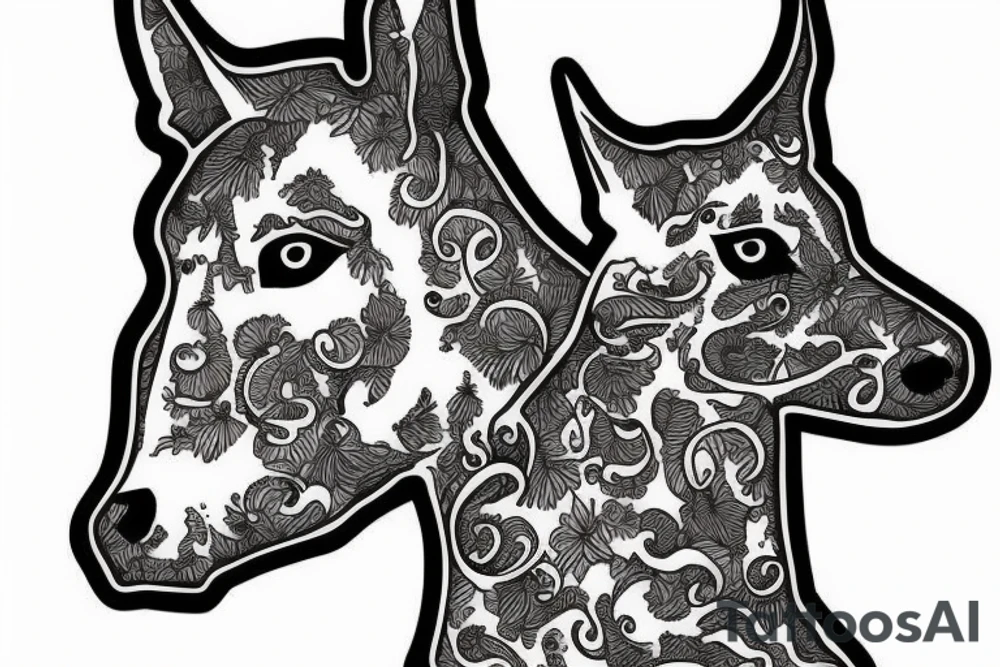 un cheval, un chien et un chat tattoo idea