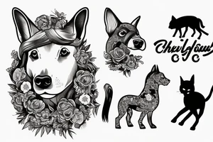 un cheval, un chien et un chat tattoo idea