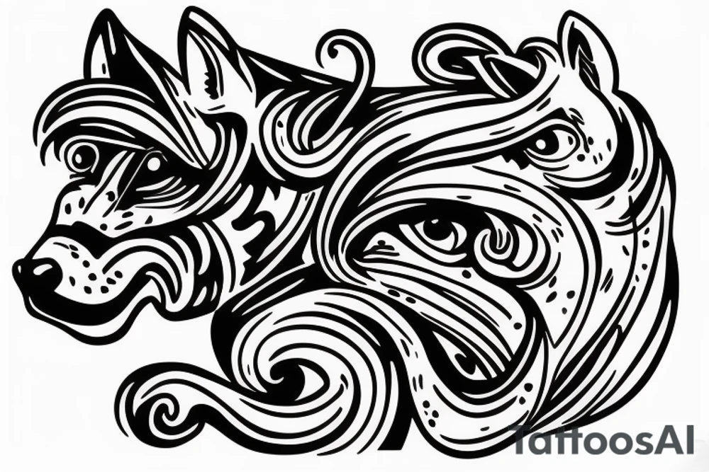 un cheval, un chien et un chat tattoo idea