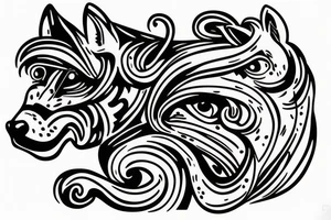 un cheval, un chien et un chat tattoo idea