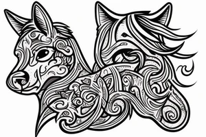 un cheval, un chien et un chat tattoo idea