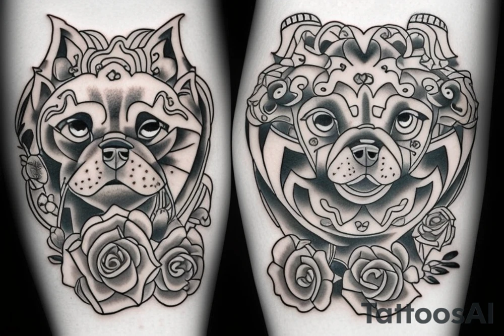 Dog and cat tattoo tattoo idea