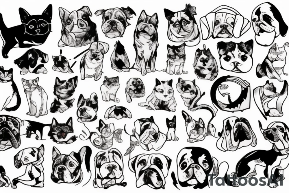 Dog and cat tattoo tattoo idea