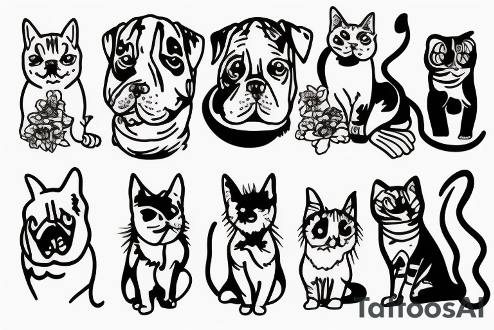 Dog and cat tattoo tattoo idea