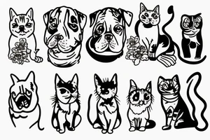 Dog and cat tattoo tattoo idea