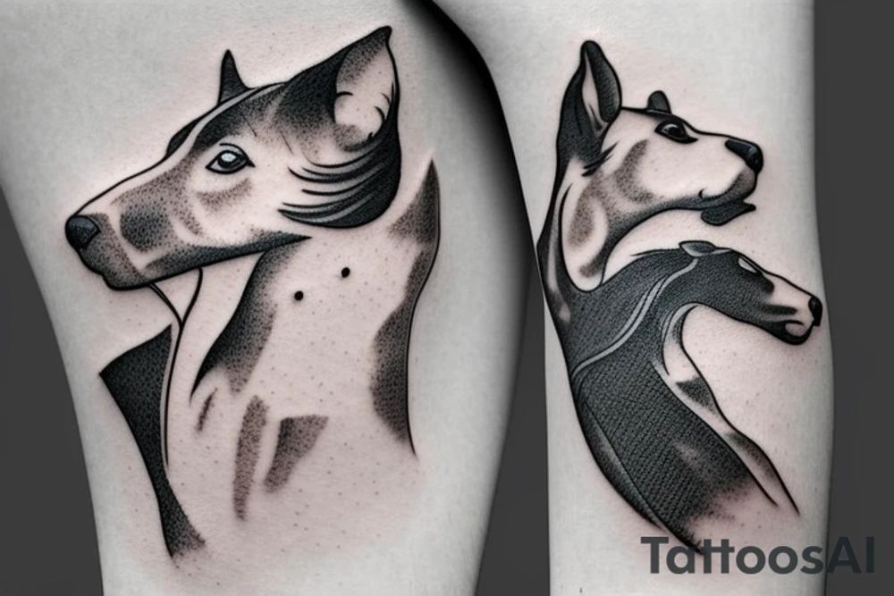 1 Dog 1 cat 1 horse tattoo idea