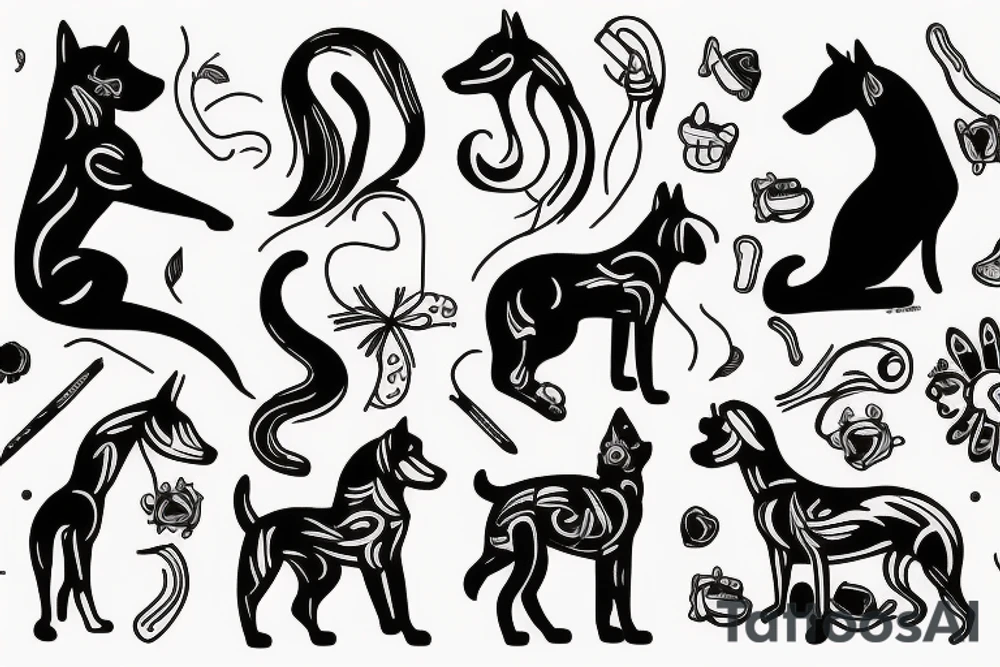 1 Dog 1 cat 1 horse tattoo idea
