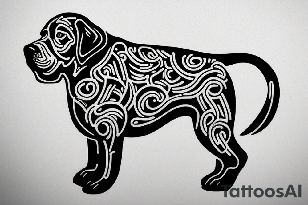Labrador dog outline tattoo idea