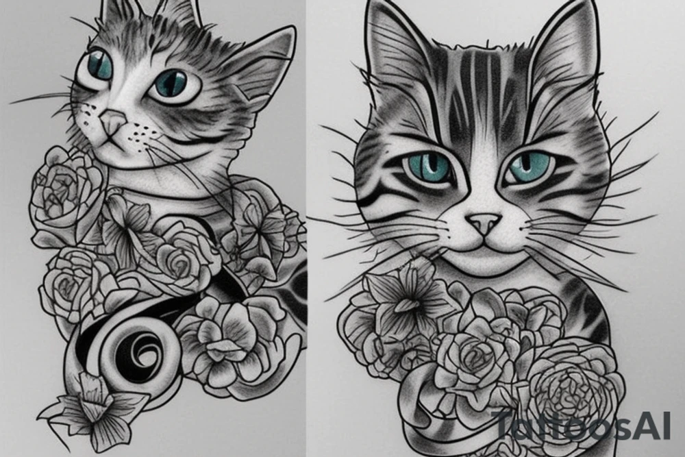 Outlining cat tattoo idea