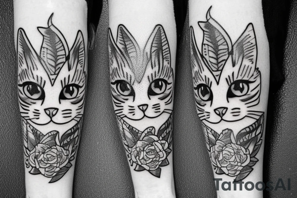 Outlining cat tattoo idea