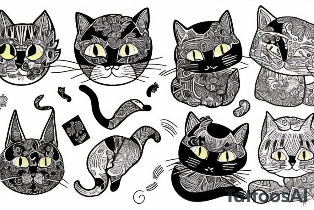 Outlining cat tattoo idea