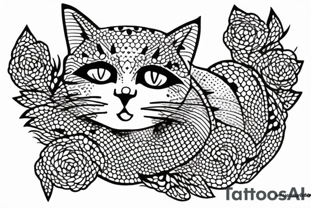 Outlining cat tattoo idea