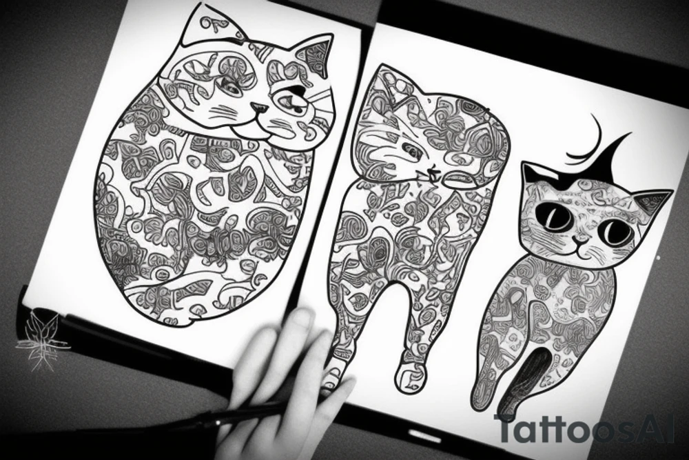 Outlining cat tattoo idea