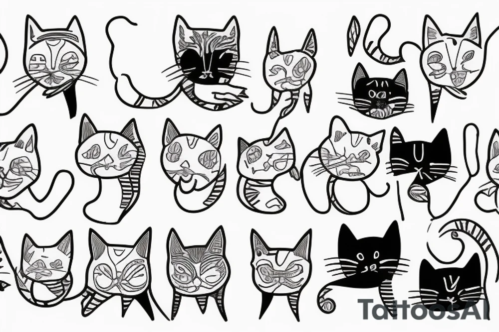 Outline minimalist cat tattoo idea