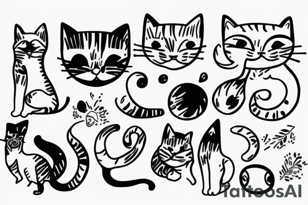 Outline minimalist cat tattoo idea