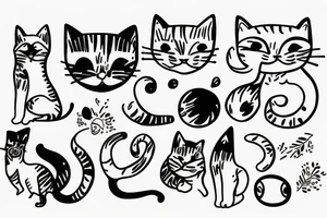 Outline minimalist cat tattoo idea