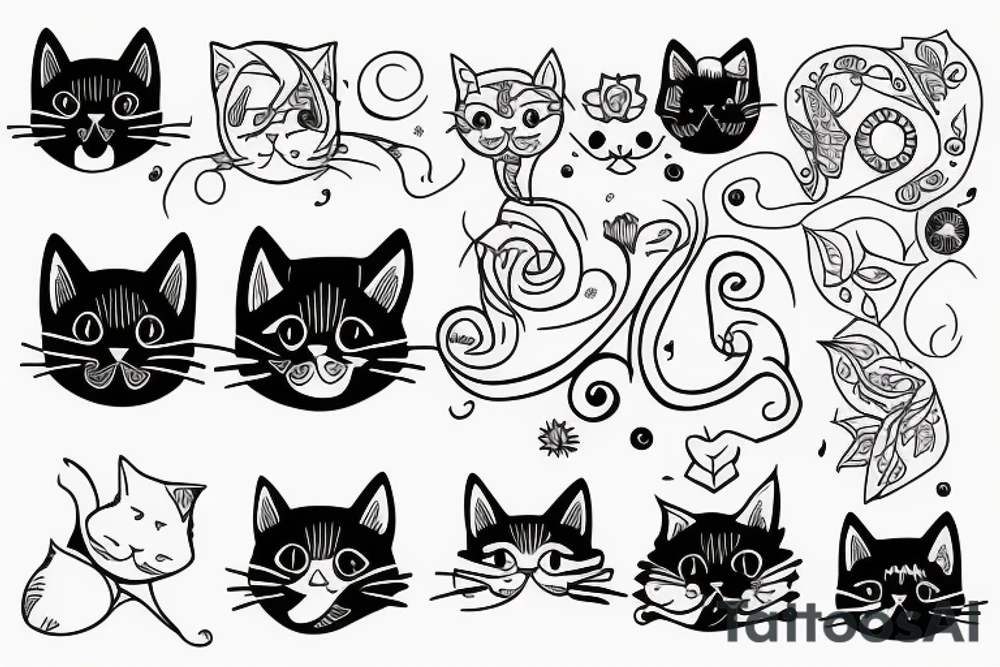 cat Outline minimalist tattoo idea