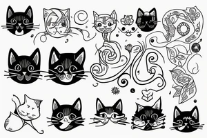 cat Outline minimalist tattoo idea