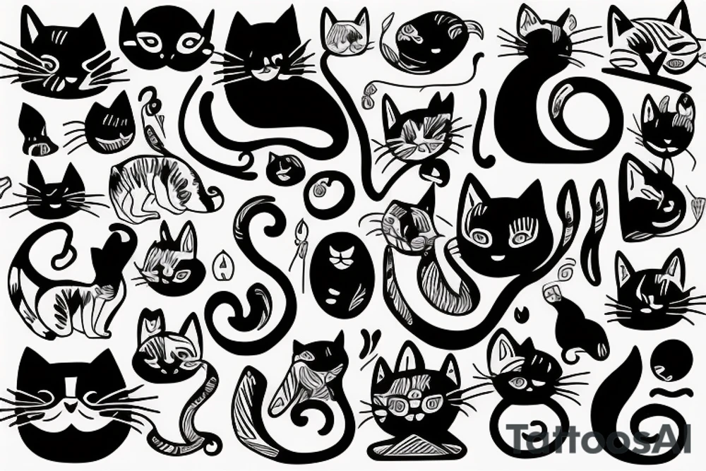 cat Outline minimalist tattoo idea